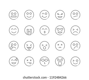 Set Faces Emoji Outline Icons Isolated Stock Vector (Royalty Free ...