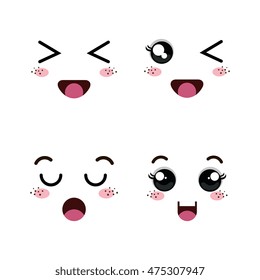set of faces of emoticon vector illustration design