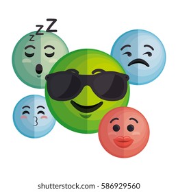 set faces emoticons characters icons