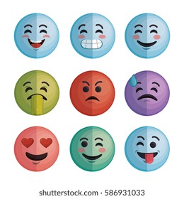 set faces emoticons characters icons