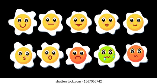 Set of faces with emotions with emotions. Abstract icon On separate layers. Vector illustration