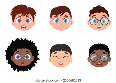 Caras, emociones de niños. Ilustración del vector