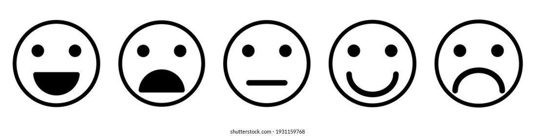 Set With Faces. Emotions. White Background. Vector Illustration.