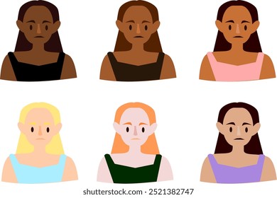 set of faces. girl, different races and nationalities