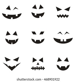 Set of faces for Halloween pumpkin