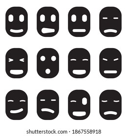 set of faces icons with emoji