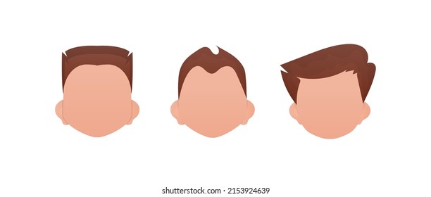 Set of Faces of little boys with different styles of haircuts. Isolated on white background. Vetkaran illustration.