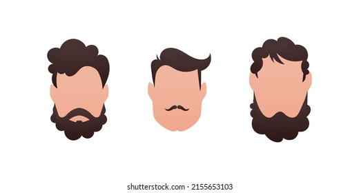 Set Faces Men Different Hairstyles Isolated Stock Vector Royalty Free 2155653103 Shutterstock