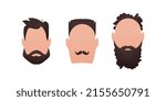 Set Faces of men with different styles of haircuts. Isolated.