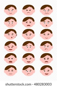 Set of faces with various emotion. Vector set