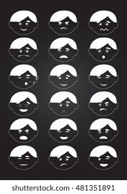 Set of faces with various emotion. Vector set
