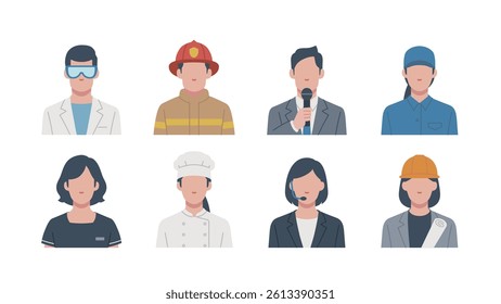 Set of faces for various professions - Powered by Shutterstock - Get 15% off with code: PIKWIZARD15
