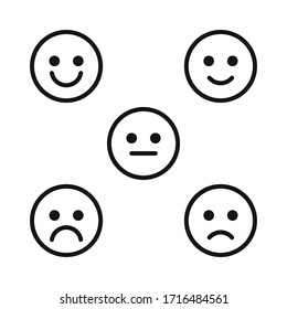 Un conjunto de emociones faciales. Ilustración lineal simple en un fondo blanco.