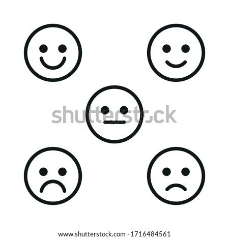 A set of facial emotions. Simple linear illustration on a white background.