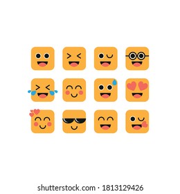 A set of facial emotions. Simple vector illustration on a white background.