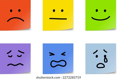 Juego de palabras faciales doodle y nota pegajosa