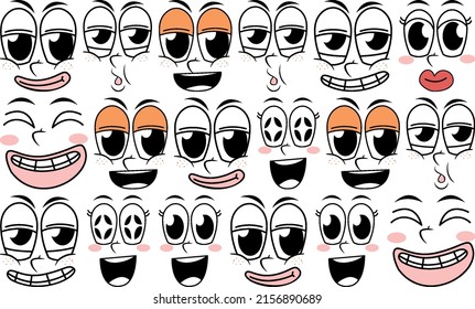 Set of facial expression on white background illustration