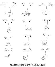 Set of facial expressions