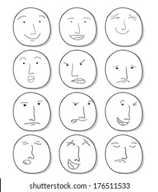 Set of facial expressions