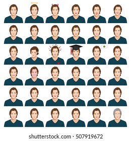 Set of facial expressions