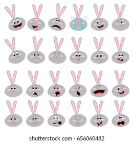A set of facial expressions, different emotions. Stickers. Mood.