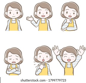 Set of facial expressions and gestures,mother,