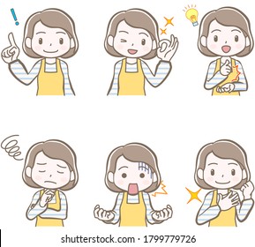 Set of facial expressions and gestures,mother,