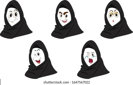 
set of facial expressions, vector-based EPS10 file types