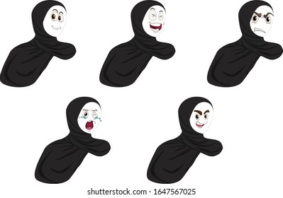
set of facial expressions, vector-based EPS10 file types