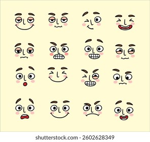 Set facial mood expression icons 