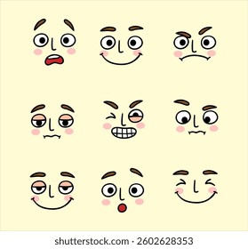 Set facial mood expression icons 