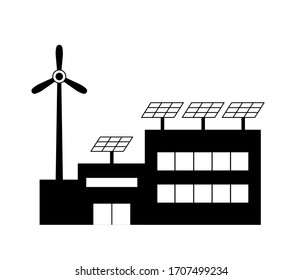 Set of factory buildings. Heavy industry plant building icons. Vector illustration.