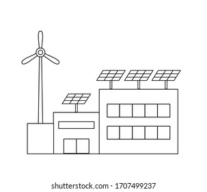 Set of factory buildings. Heavy industry plant building icons. Vector illustration.