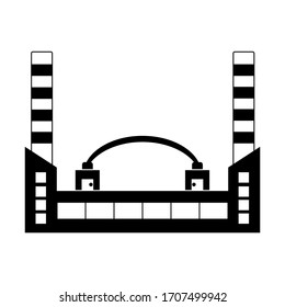 Set of factory buildings. Heavy industry plant building icons. Vector illustration.
