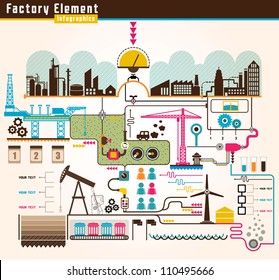 Set of factory infographics, factory info graphics vector illustrator