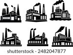 Set of factory silhouette vector illustration design