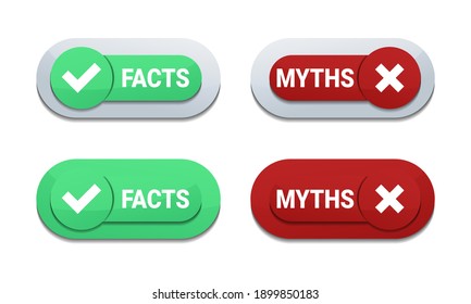 Set of facts myths sign. True or false facts with cross and check mark. Illustration vector