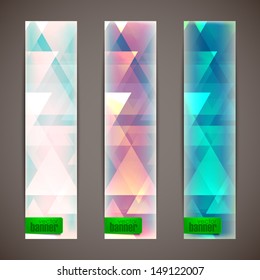 set of faded banners with triangles