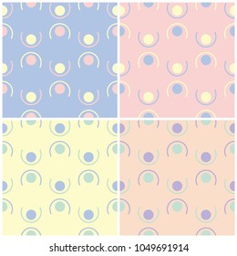 Set of faded colored seamless backgrounds with geometric patterns for wallpapers, textile and fabrics