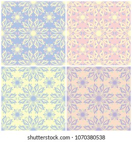 Set of faded colored seamless backgrounds with floral patterns for wallpapers, textile and fabrics