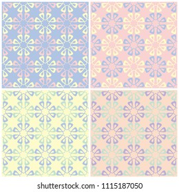 Set of faded colored seamless backgrounds with floral patterns for wallpapers, textile and fabrics