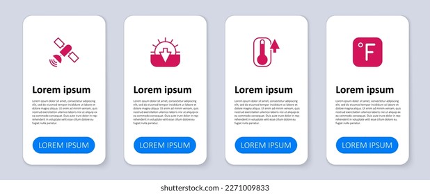 Set Fahrenheit, Thermometer, Sunset and Satellite. Business infographic template. Vector