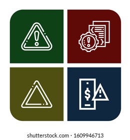 Set of failure icons. Such as Warning, Error, Risk , failure icons