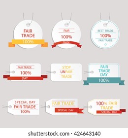 Set of  Fair Trade day vector banner. Tags of fair trade.