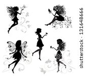 Set of fairies with butterflies