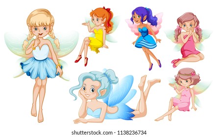 A set of fairies illustration