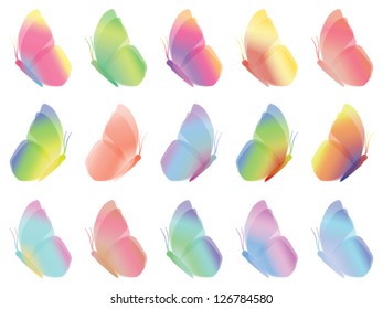 set of fairy colorful butterflies vector illustration