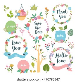Set of Fairy Flower Design Elements
