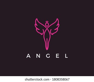 set of Fairy flying logo vector icon silhouette on white background Vector illustration