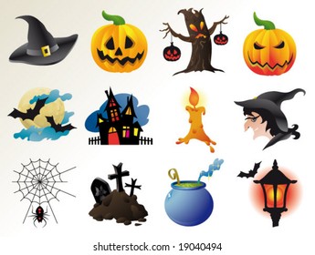 set of fairy halloween icons. vector templates.